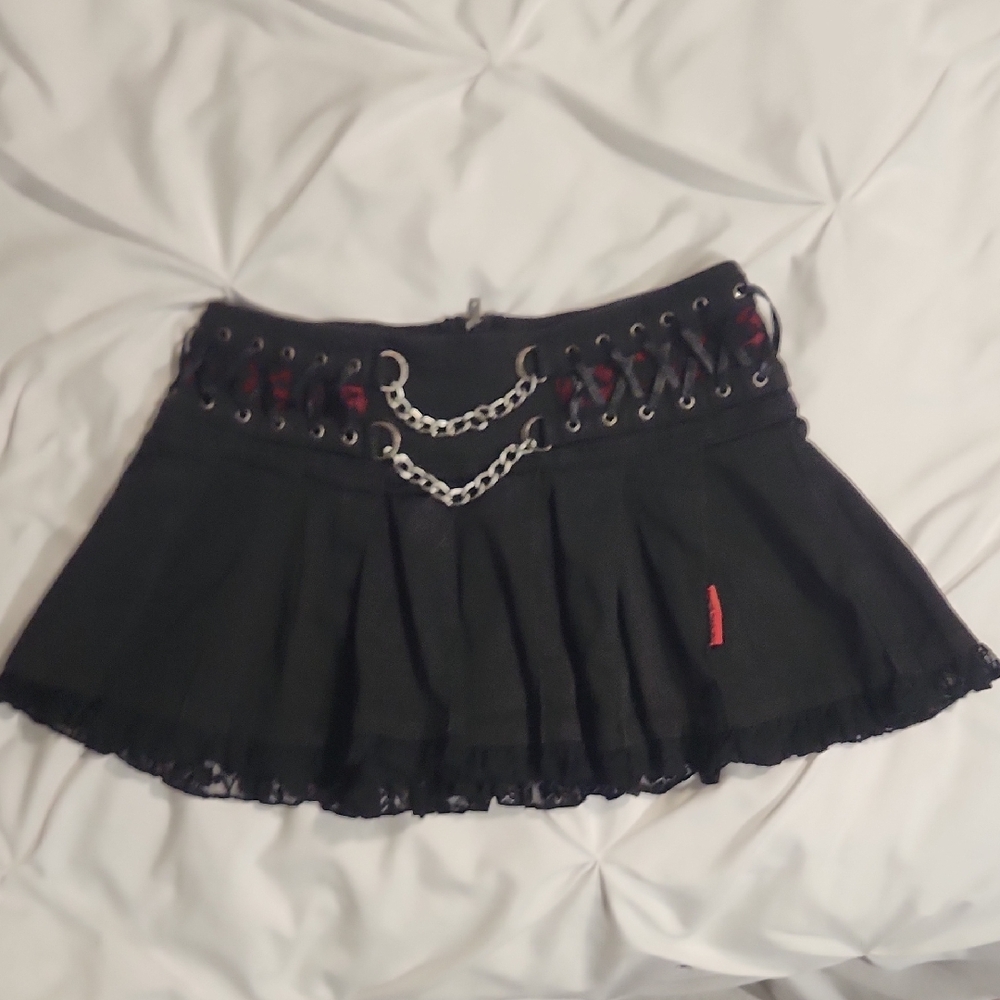 Tripp NYC Edgy Black Mini Skirt with Chain Accent